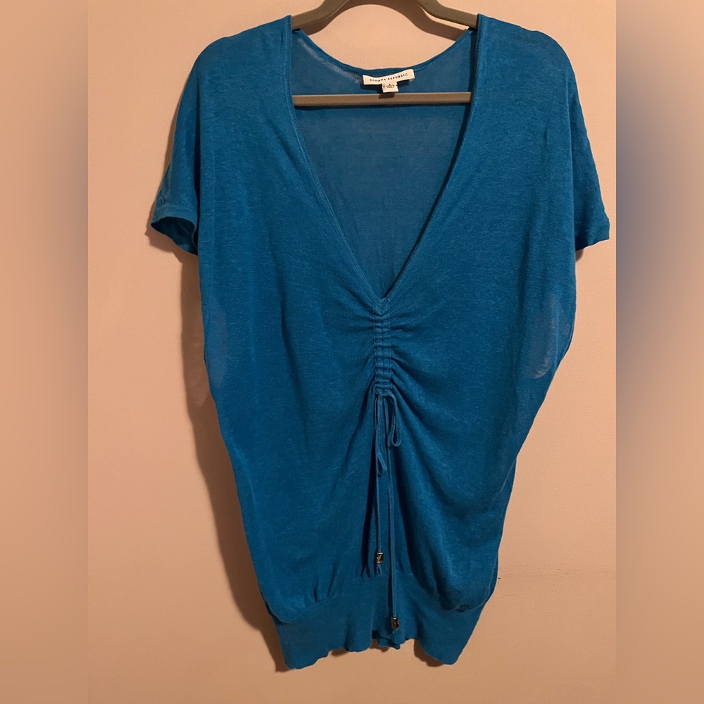 100% Linen Swim Cover Up Banana Republic Lagoon Coastal Blue